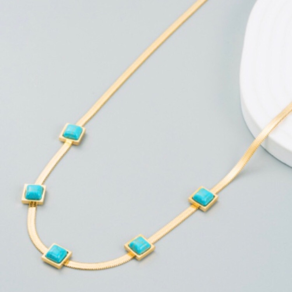 Turquoise Necklace & Free Hoop Earrings